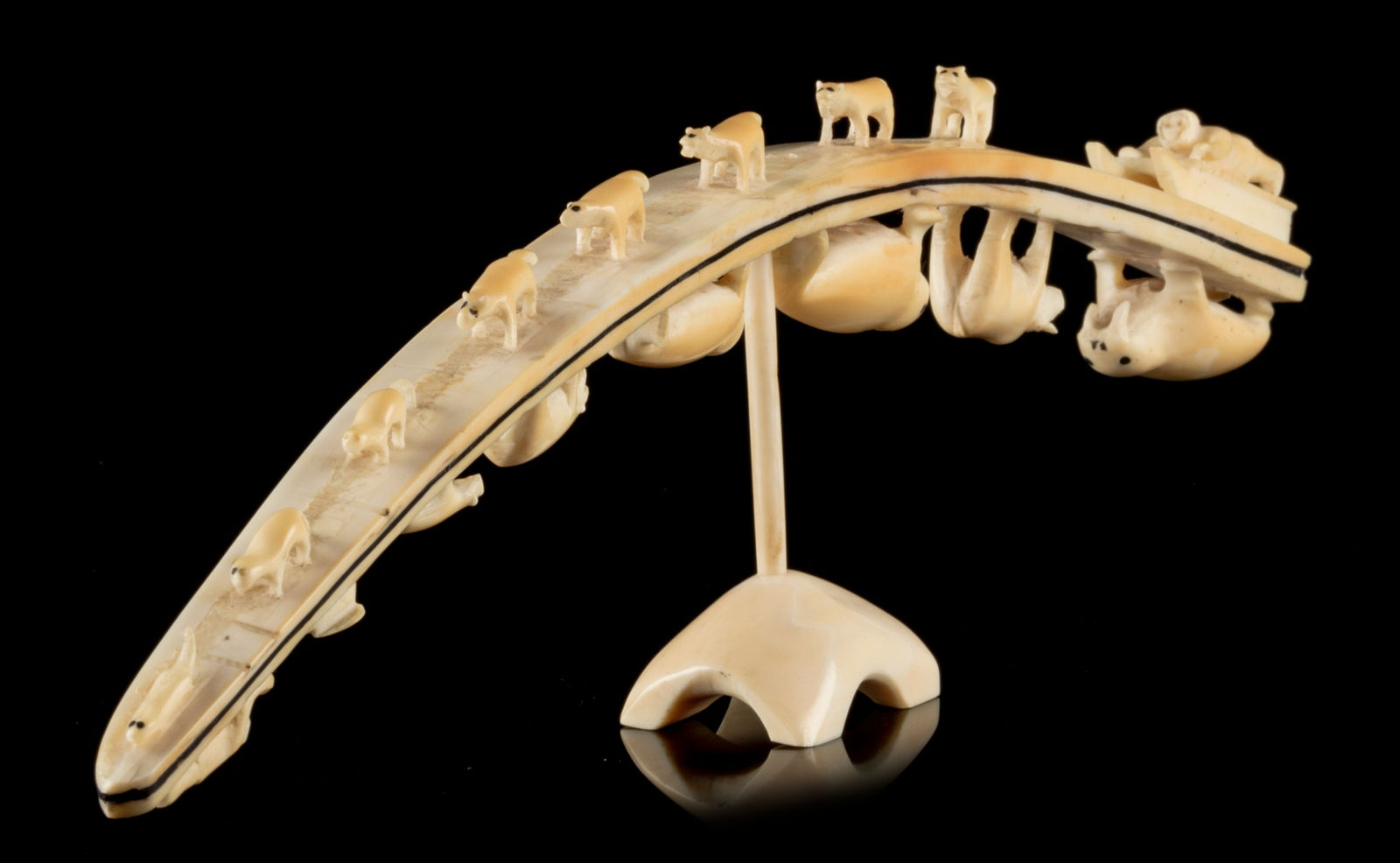 Attributed to SAROLLIE (SYOLLIE) WEETALUKTUK (1906-1962) INUKJUAK (PORT HARRISON), Hunter, Dog Team, and Animals, c. 1952-53