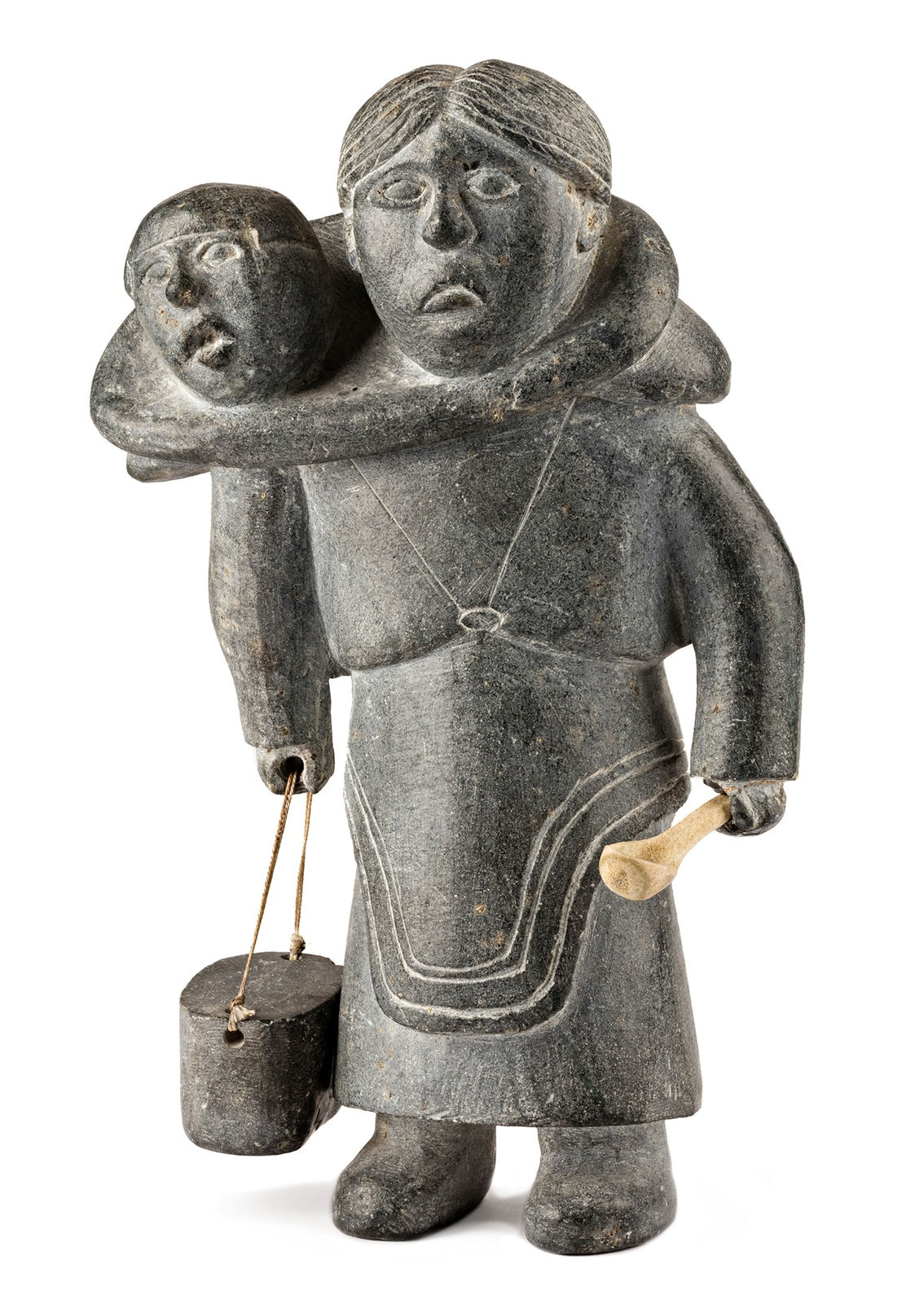 JOE TALIRUNILI (1893-1976) PUVIRNITUQ (POVUNGNITUK), Mother and Child, with Water Pail and Scoop, early 1960s