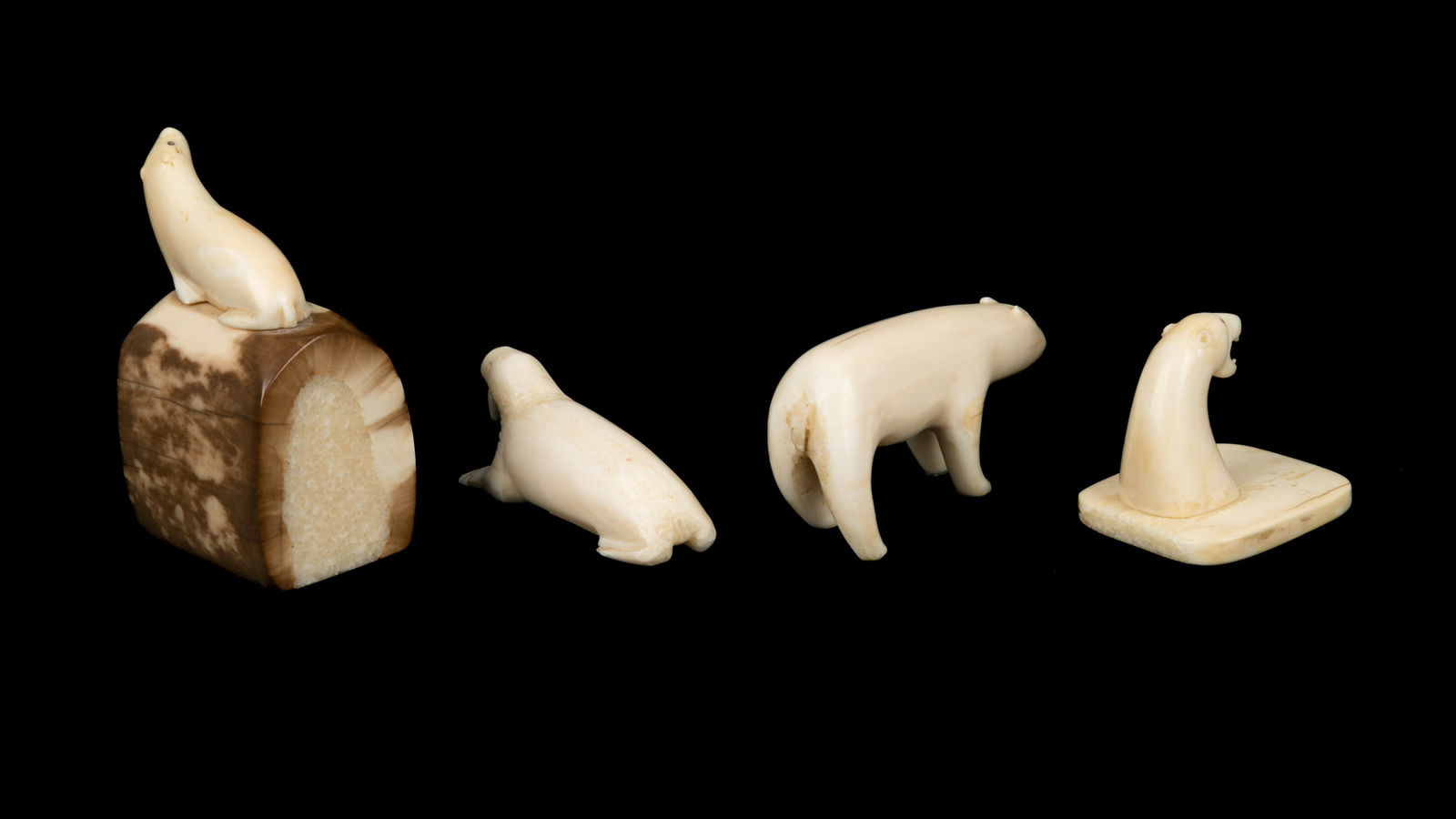 UNIDENTIFIED ALASKAN AND INUIT ARTISTS, CENTRAL / EASTERN CANADIAN ARCTIC, Four Arctic Animals, early 1950s