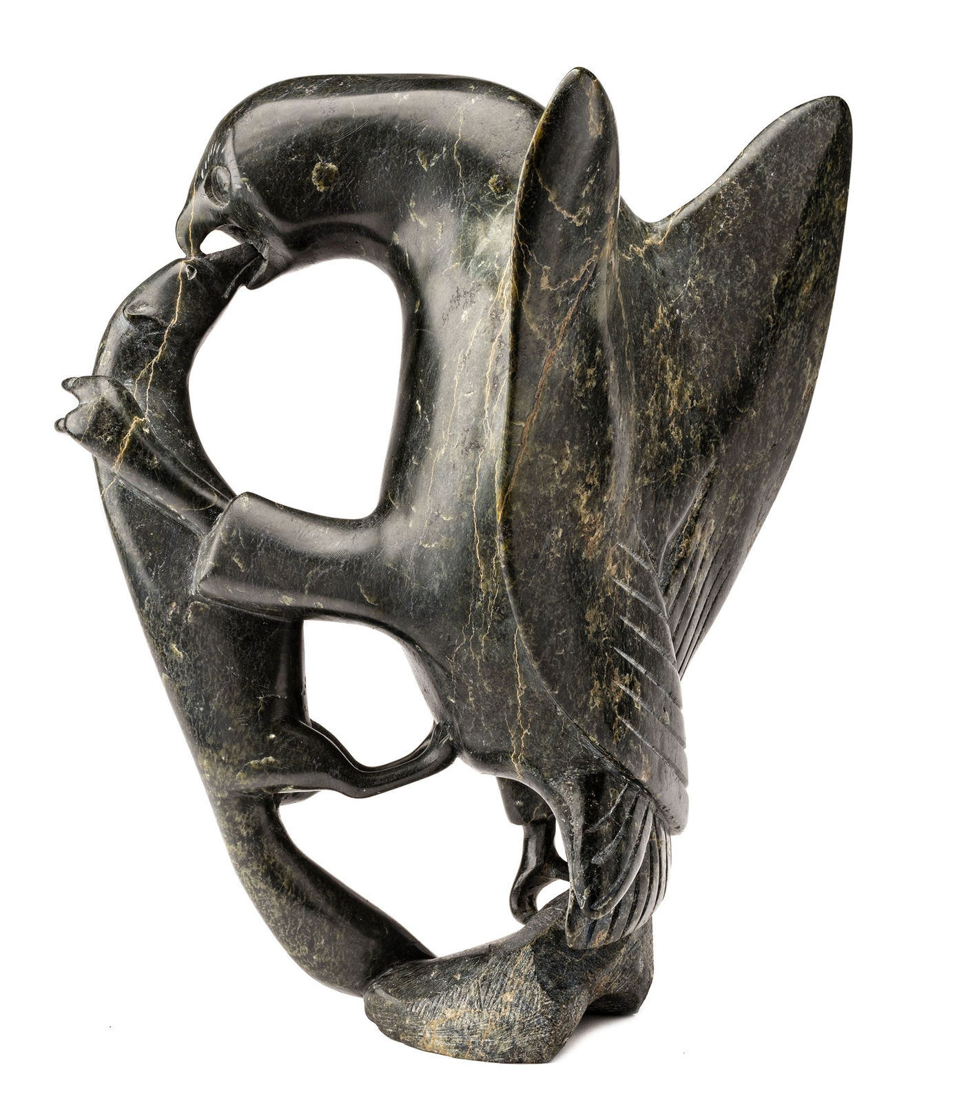 OSUITOK IPEELEE, R.C.A. (1922 or 1923-2005) KINNGAIT (CAPE DORSET, Owl and Ermine, 1980s