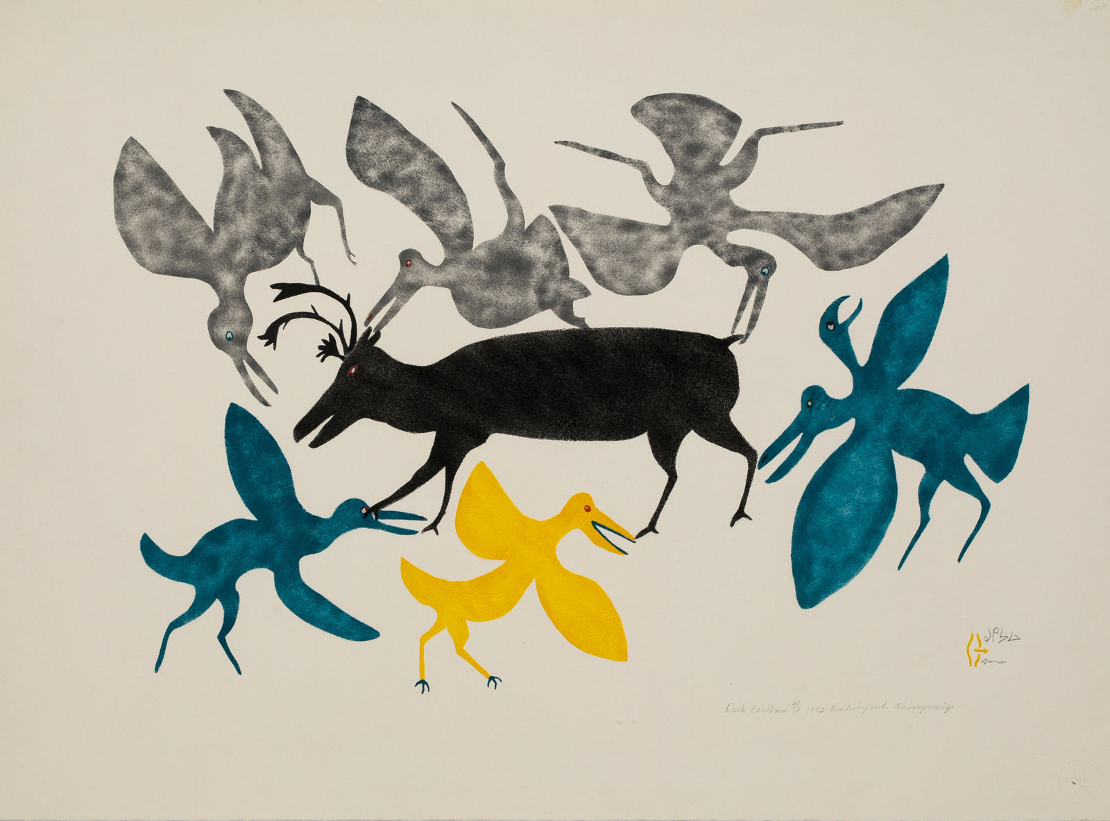 MYRA KUKIIYAUT (1929-2006) QAMANI'TUAQ (BAKER LAKE), Dark Caribou, 1972 (1973 #32)