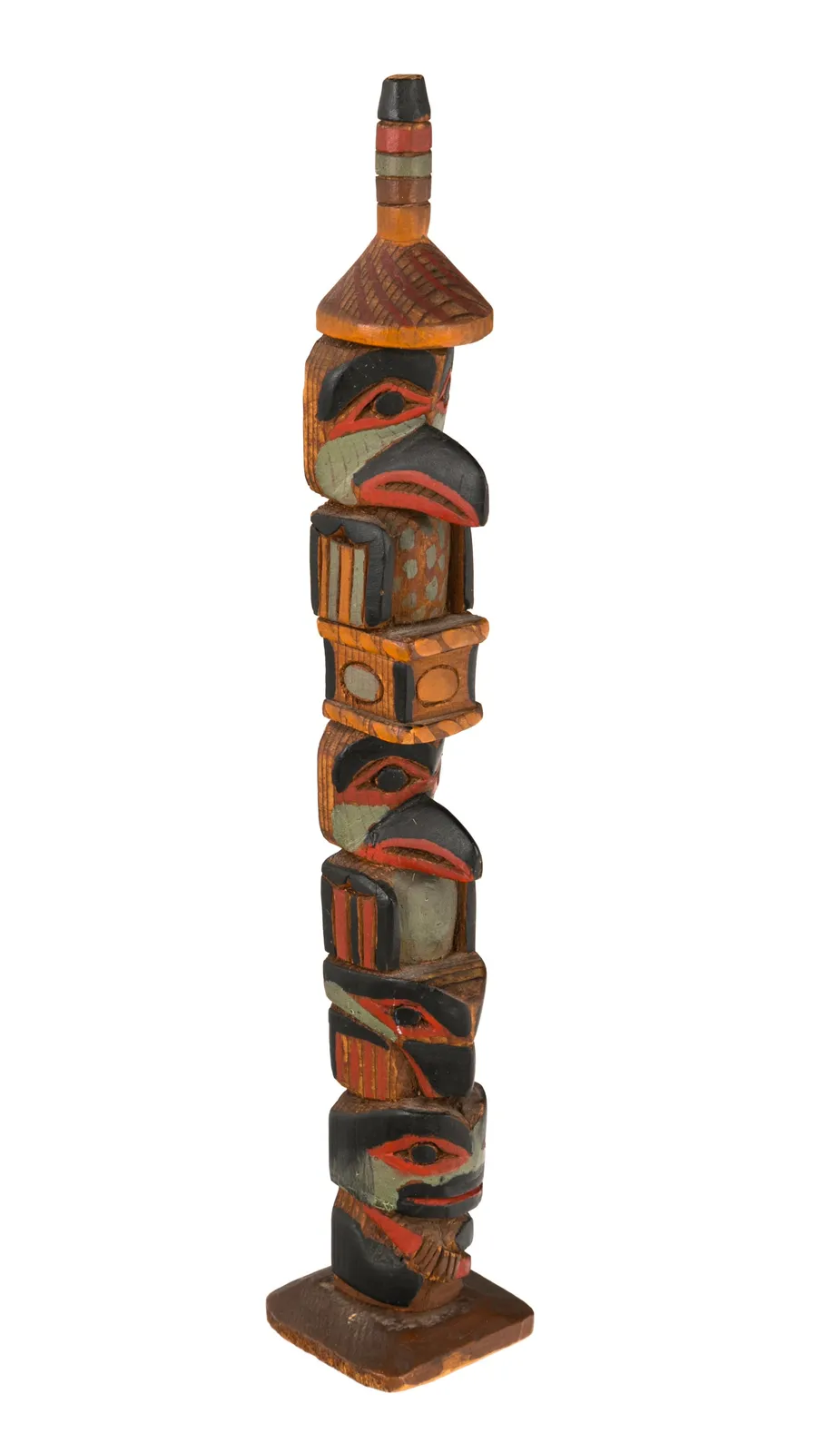 JAMES RUDOLPH (1858-1933) TLINGIT, JUNEAU, ALASKA, Model Raven Totem Pole, c. 1920s