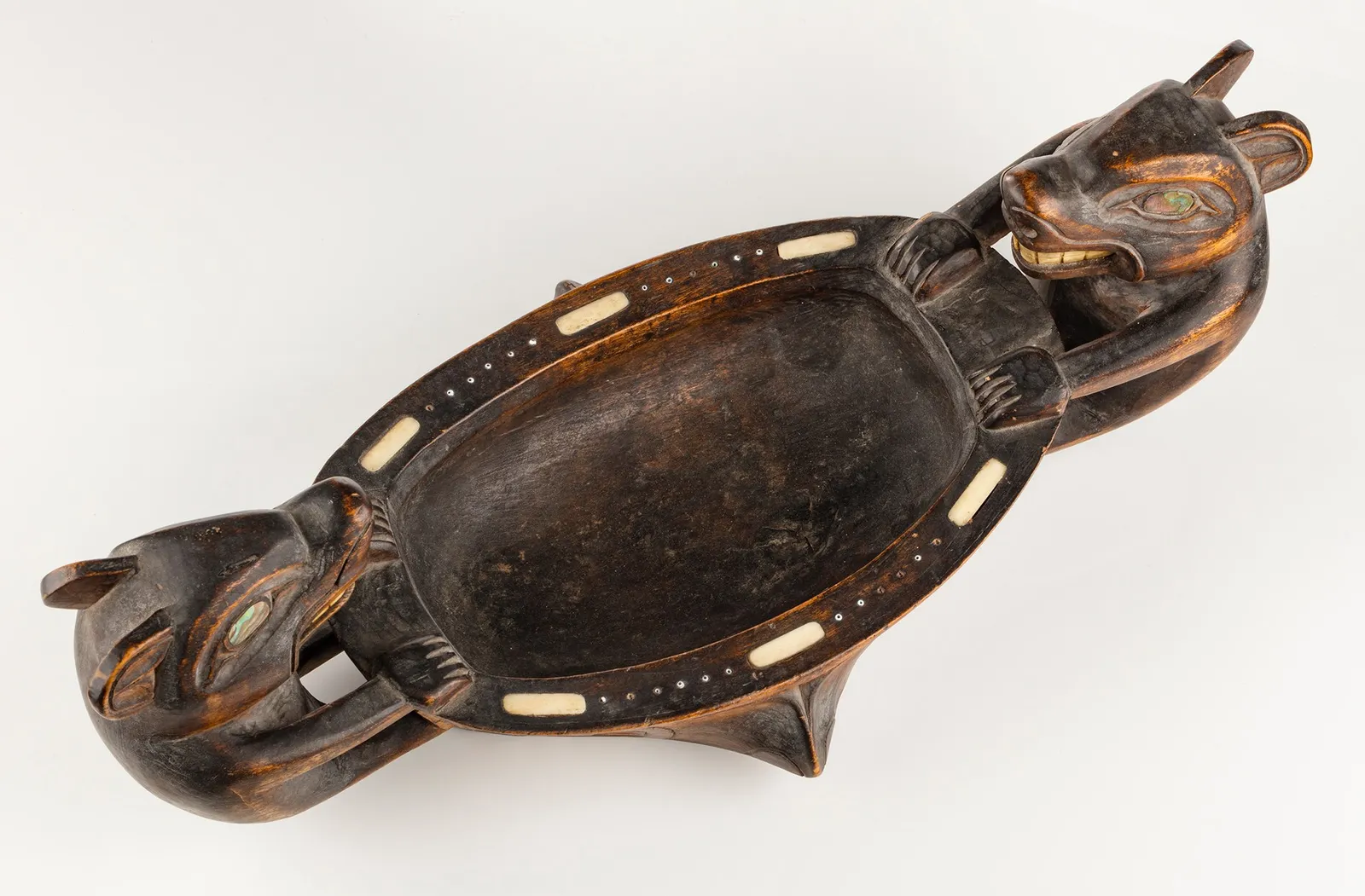 AUGUSTUS BEAN (1850-1926) and RUDOLPH WALTON (1867-1951), TLINGIT, SITKA, ALASKA, Double Bear Feast Bowl, c. 1900