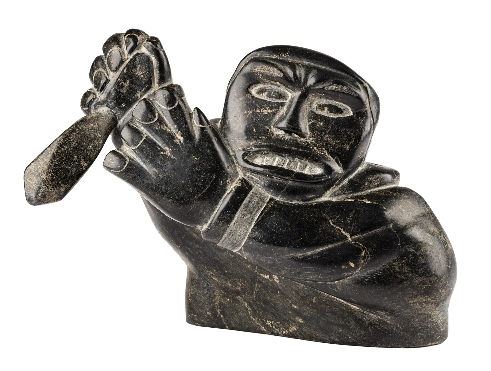 Attributed to QAQAQ (KAKA) ASHOONA (1928-1996) KINNGAIT (CAPE DORSET), Bust of a Hunter with Knife, c. 1954
