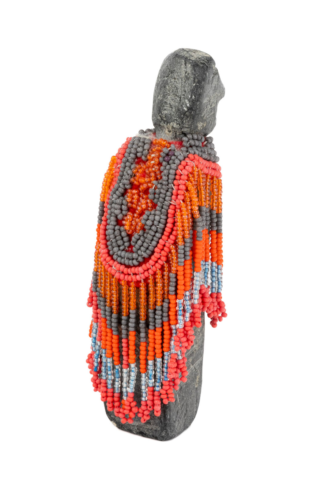 EVA TALOOKI ALIKTILUK (1927-1994) ARVIAT (ESKIMO POINT), Woman in an Orange and Grey Beaded Amautiq