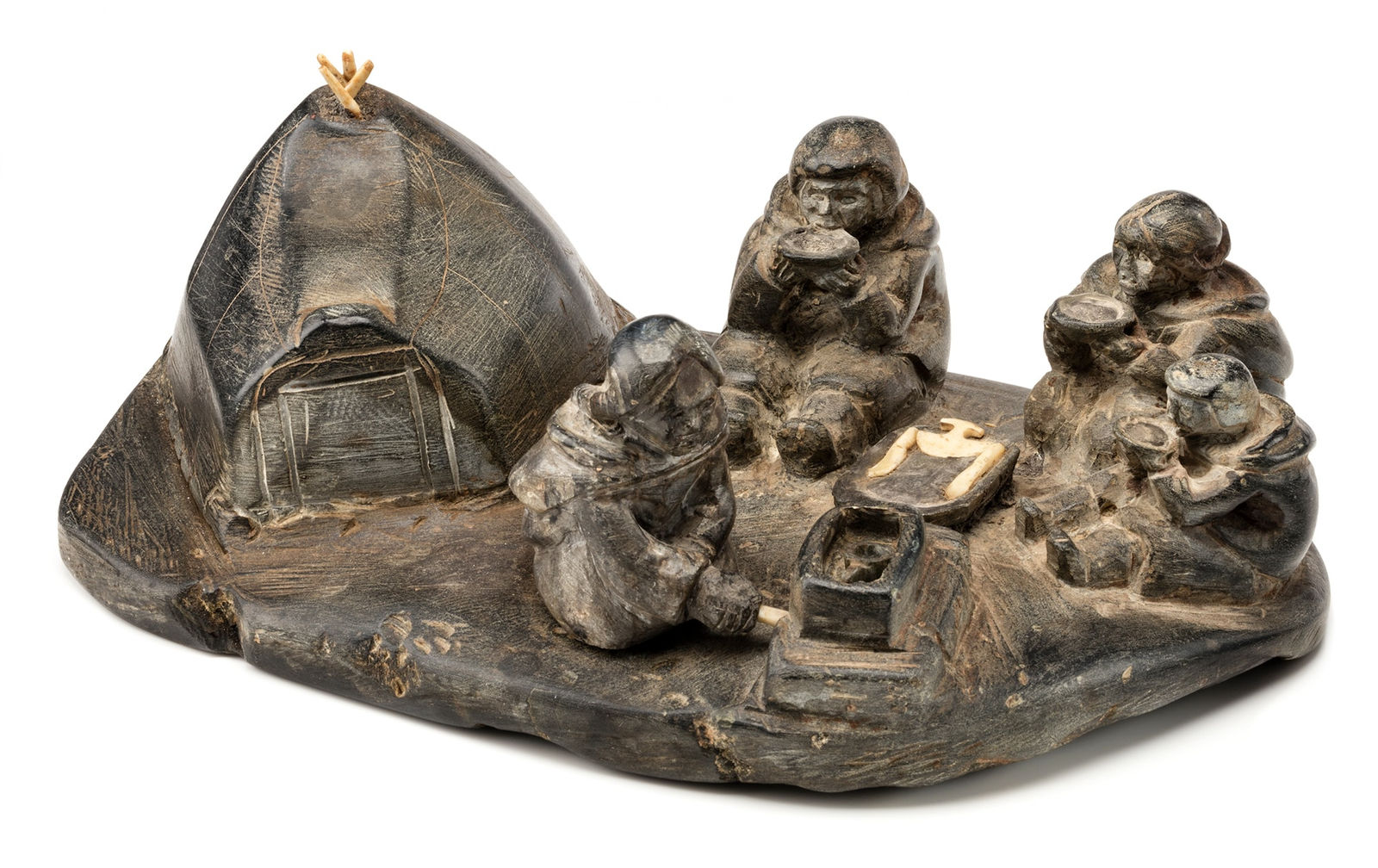 ENNUTSIAK (1893-1976) IQALUIT (FROBISHER BAY), Mealtime at Summer Camp, c. 1958-60