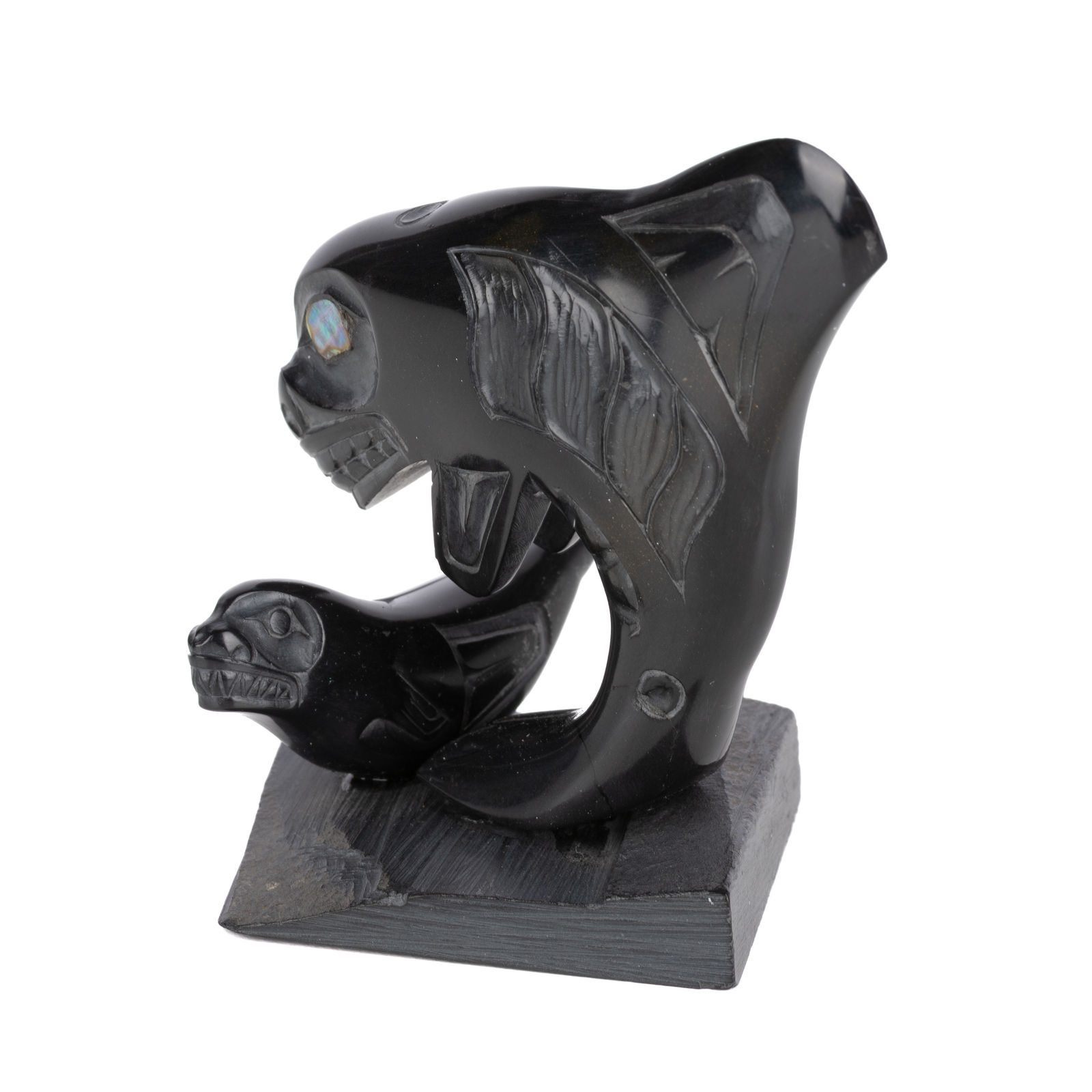 HECTOR THOMPSON (1957-) HAIDA, Killer Whale Breaching Over Seal, 1977