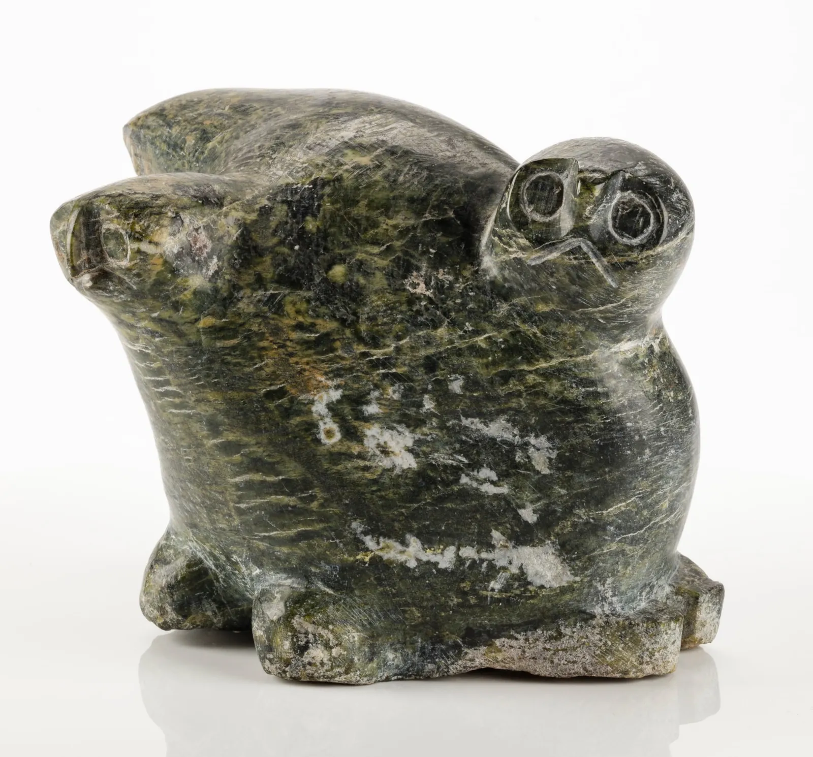 LATCHOLASSIE AKESUK (1919-2000) KINNGAIT (CAPE DORSET), Mother Owl and Chick, c. 1970
