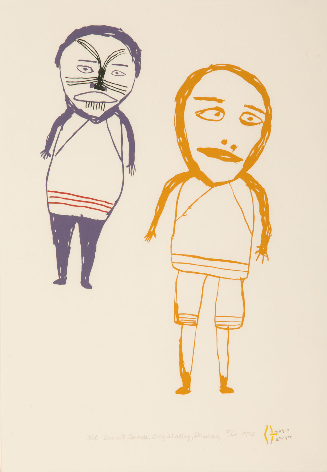 LUKE ANGUHADLUQ (1895-1982) QAMANI’TUAQ (BAKER LAKE), Old Innuit Couple, 1975 #24