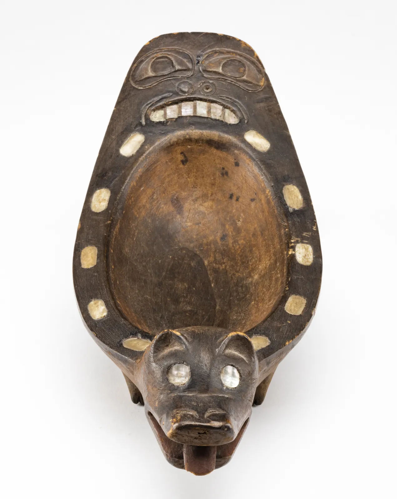 UNIDENTIFIED ARTIST, TLINGIT, SITKA, ALASKA, Bear Form Feast Bowl, c. 1890