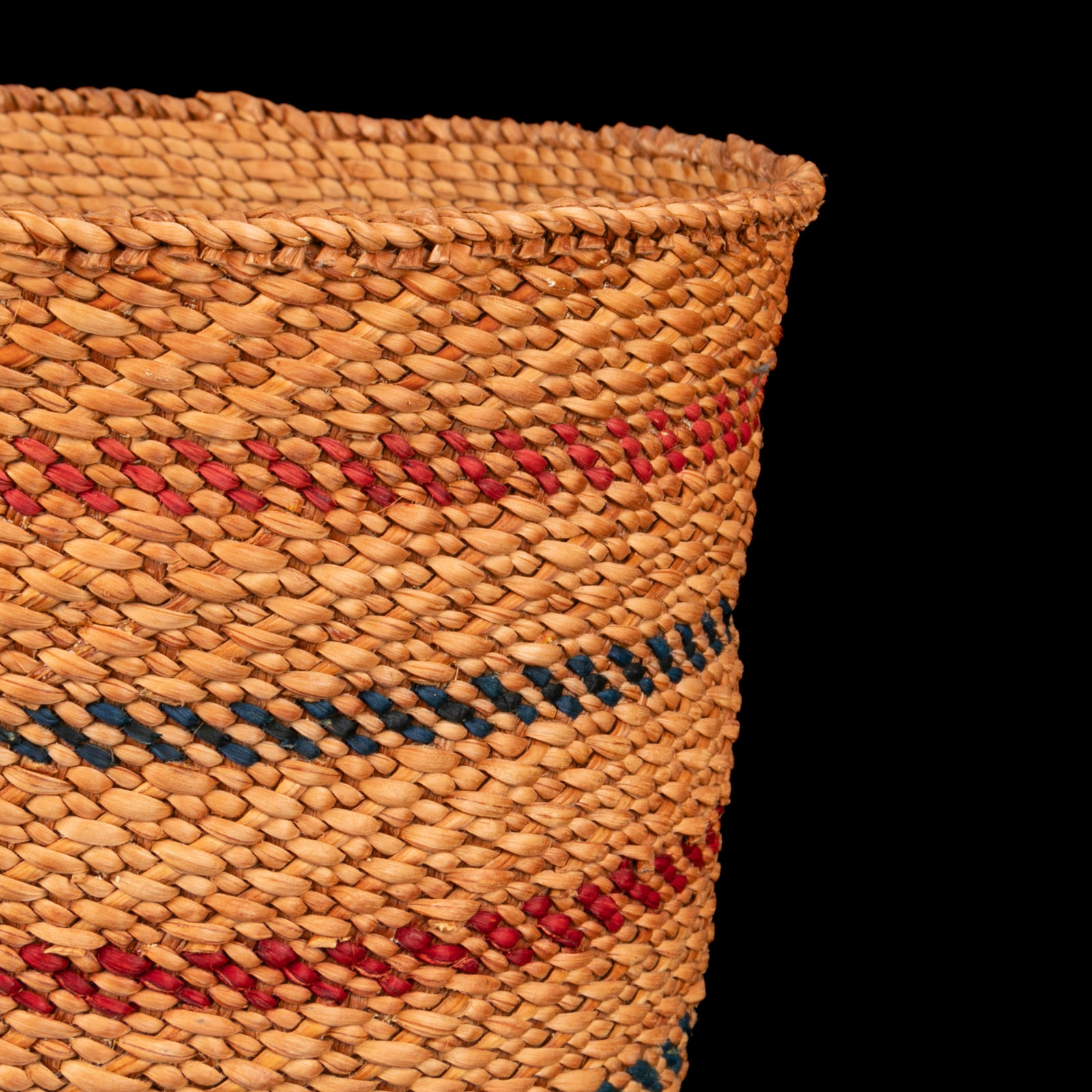 LISA TELFORD (1957-) HAIDA, KETCHIKAN, AK, Open Basket with Blue and Red Bands, 1990s / 2000s