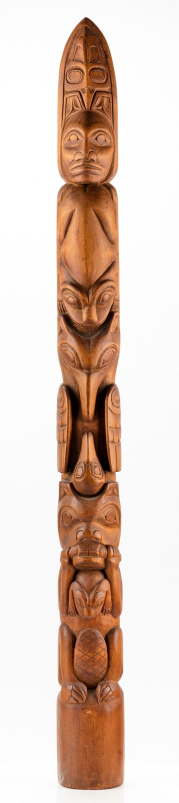 WILLIAM JAMES UKAS (YEEKA.AAS) (1834- c. 1902), TLINGIT, Raven Totem (Kiks.ádi) Model Pole, c. 1890-1900