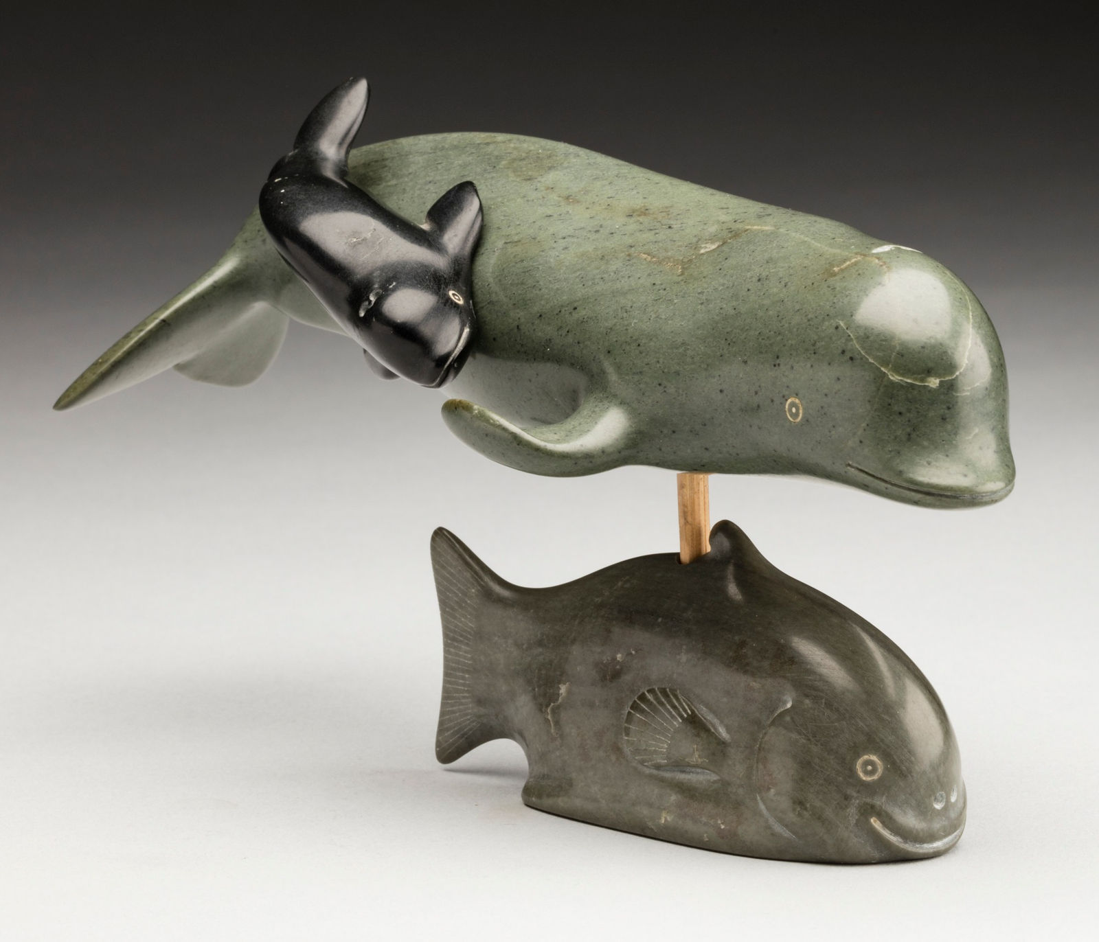 JOHNNY MEEKO SR. (1933-) SANIKILUAQ (BELCHER ISLANDS), Fish and Whales, 1968