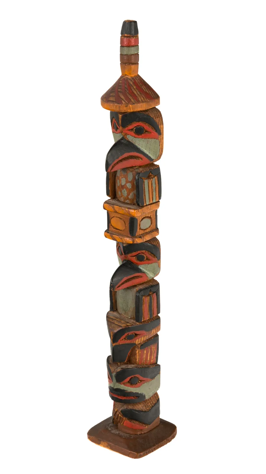 JAMES RUDOLPH (1858-1933) TLINGIT, JUNEAU, ALASKA, Model Raven Totem Pole, c. 1920s