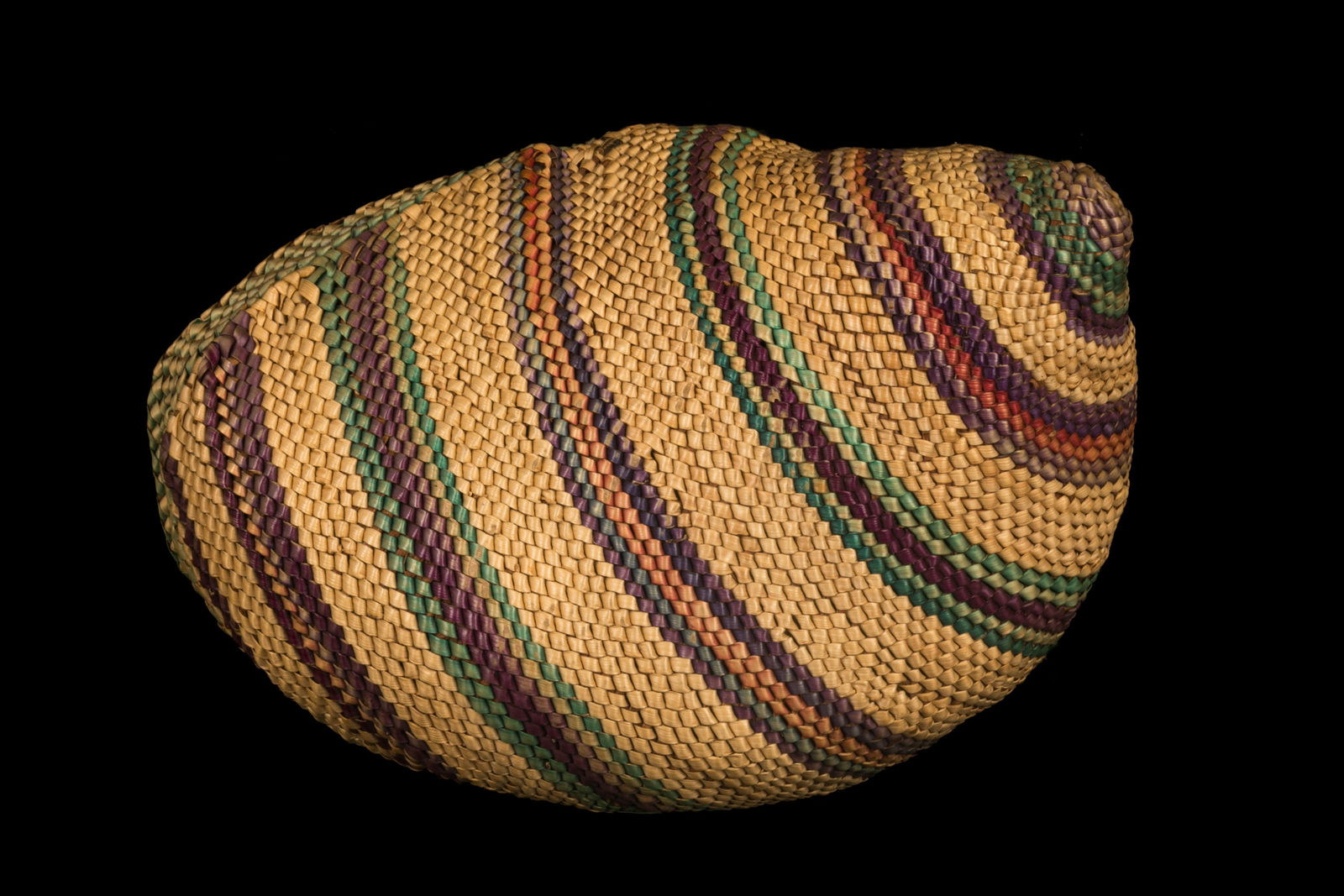 UNIDENTIFIED NUU-CHAH-NULTH or MAKAH ARTIST, Geometric Design Basketry Woven Abalone Shell, 1920s