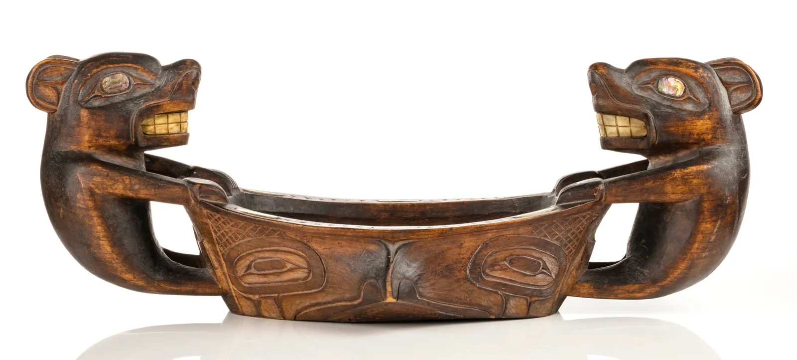 AUGUSTUS BEAN (1850-1926) and RUDOLPH WALTON (1867-1951), TLINGIT, SITKA, ALASKA, Double Bear Feast Bowl, c. 1900
