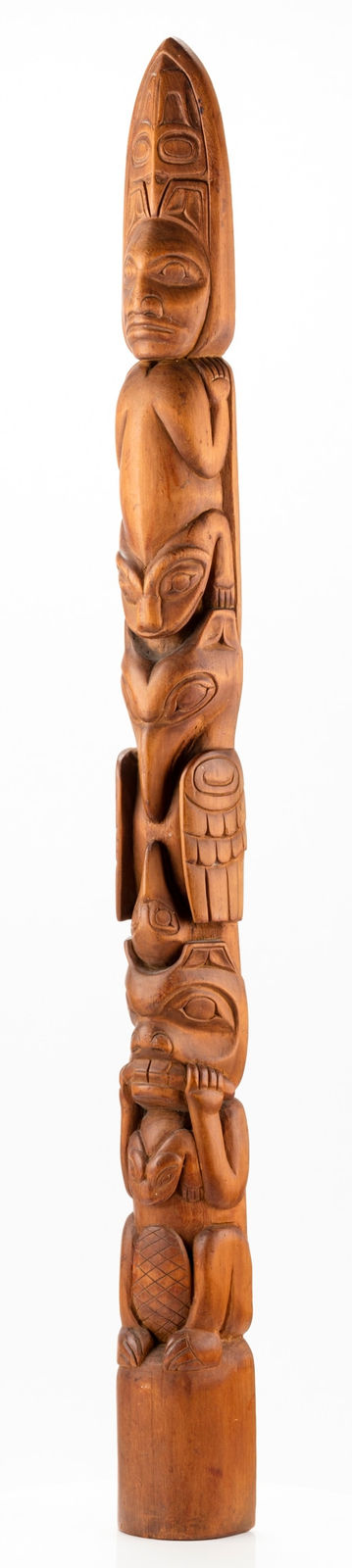 WILLIAM JAMES UKAS (YEEKA.AAS) (1834- c. 1902), TLINGIT, Raven Totem (Kiks.ádi) Model Pole, c. 1890-1900