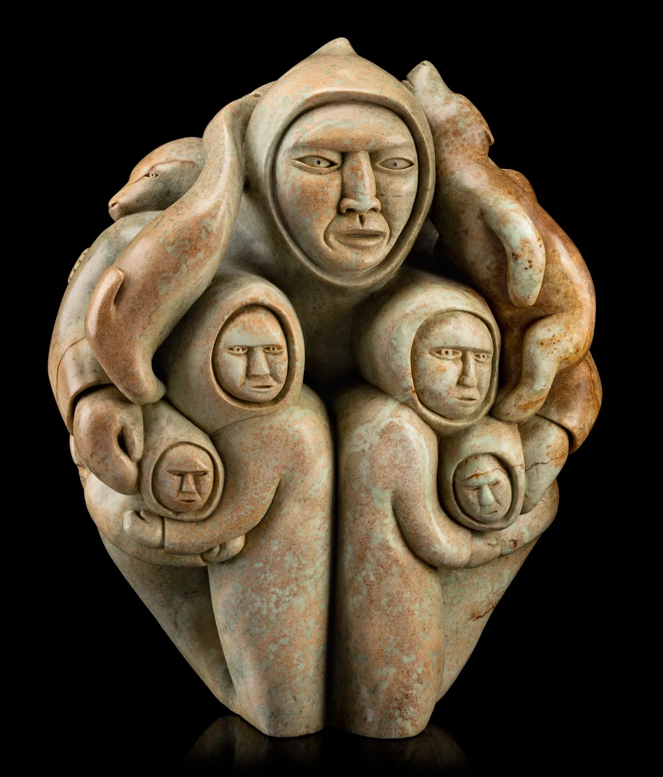 ABRAHAM ANGHIK RUBEN, O.C. (1951-) PAULATUK / SALT SPRING ISLAND, B.C, Mothers and Children, with Animal Spirits, c. 2000