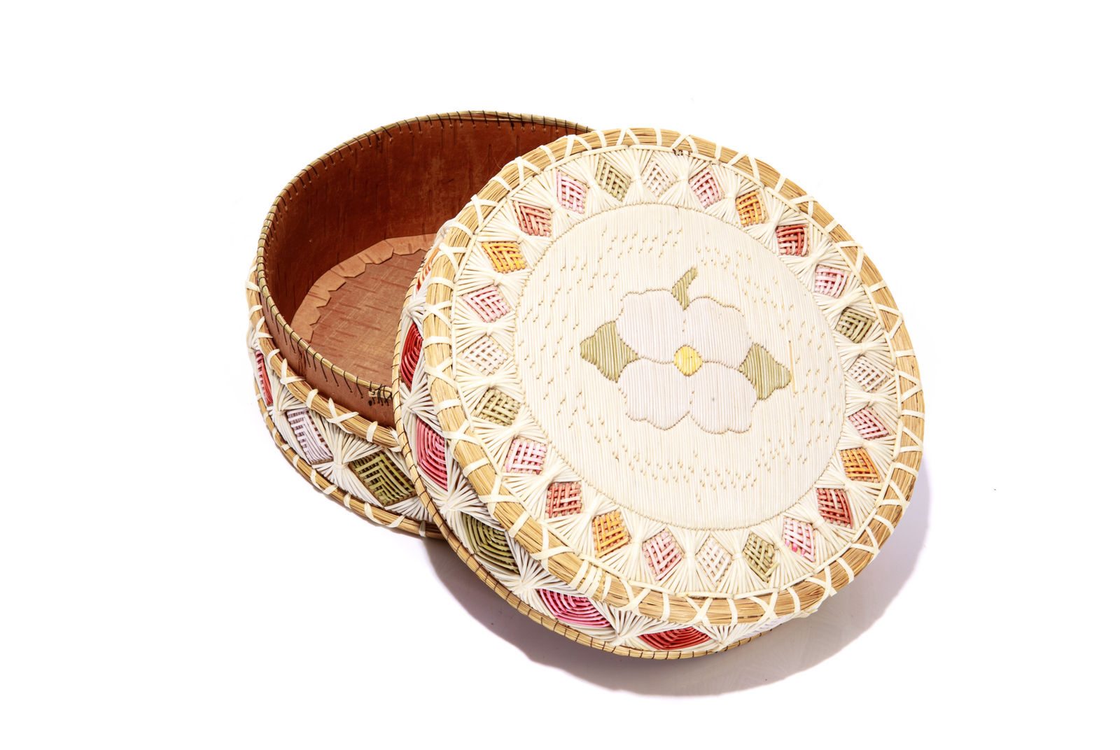 UNIDENTIFIED ARTIST, ANISHINAABE (OJIBWA), Circular Quill Box, early 20th century