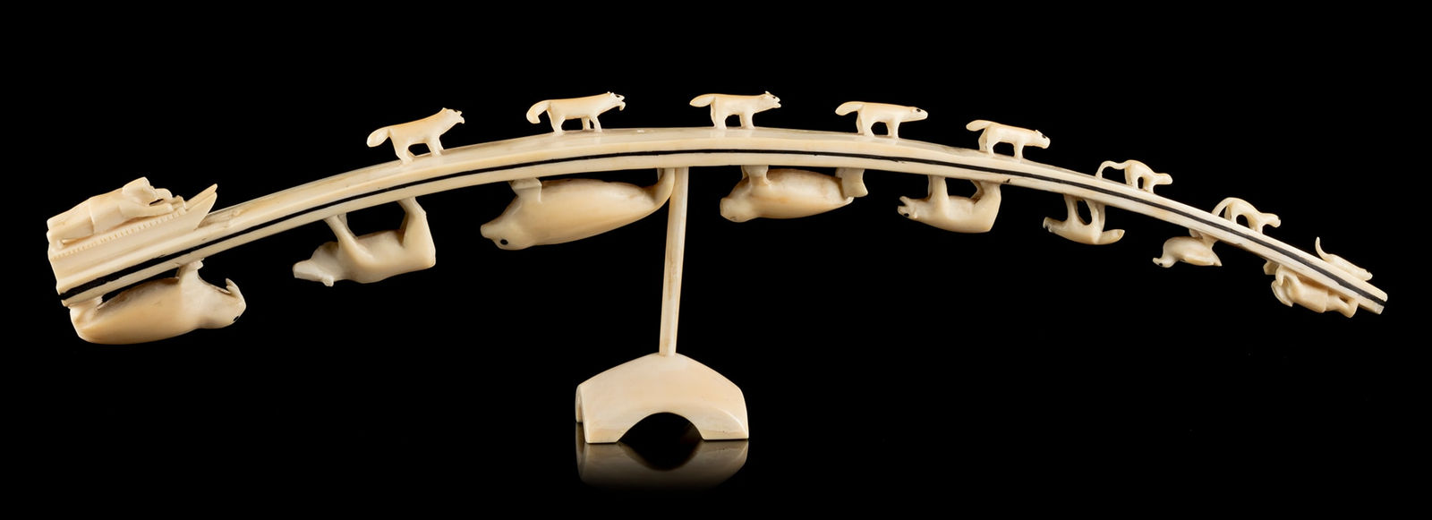 Attributed to SAROLLIE (SYOLLIE) WEETALUKTUK (1906-1962) INUKJUAK (PORT HARRISON), Hunter, Dog Team, and Animals, c. 1952-53