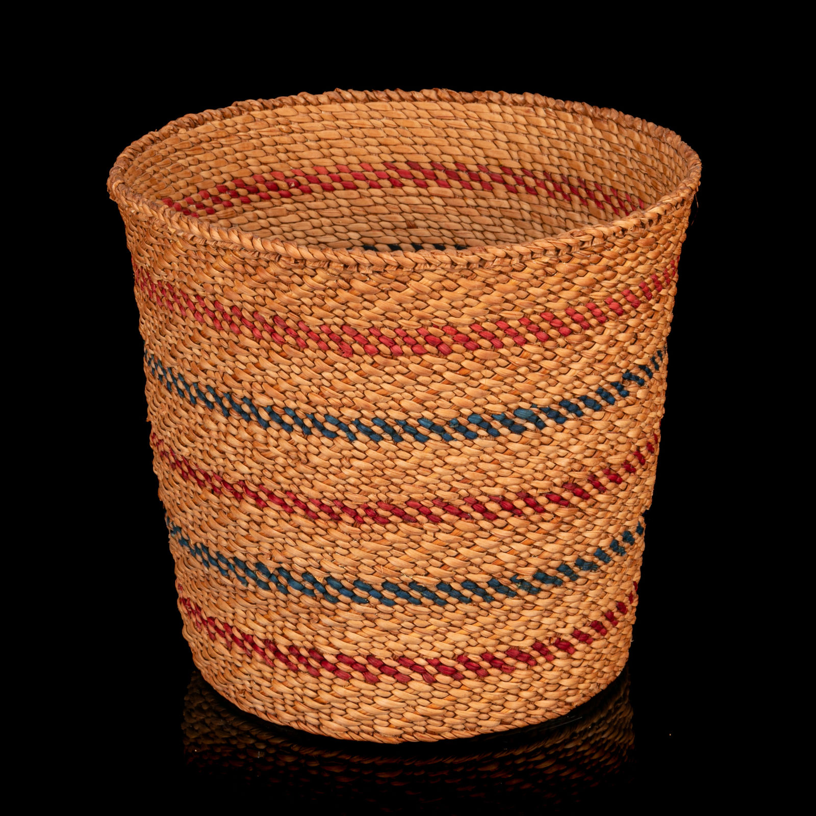 LISA TELFORD (1957-) HAIDA, KETCHIKAN, AK, Open Basket with Blue and Red Bands, 1990s / 2000s