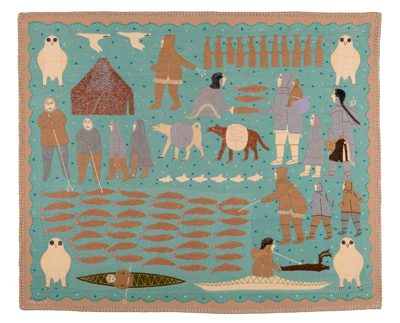 MIRIAM NANURLUQ QIYUK (1933-2016) QAMANI'TUAQ (BAKER LAKE), Spring Camp, 1988