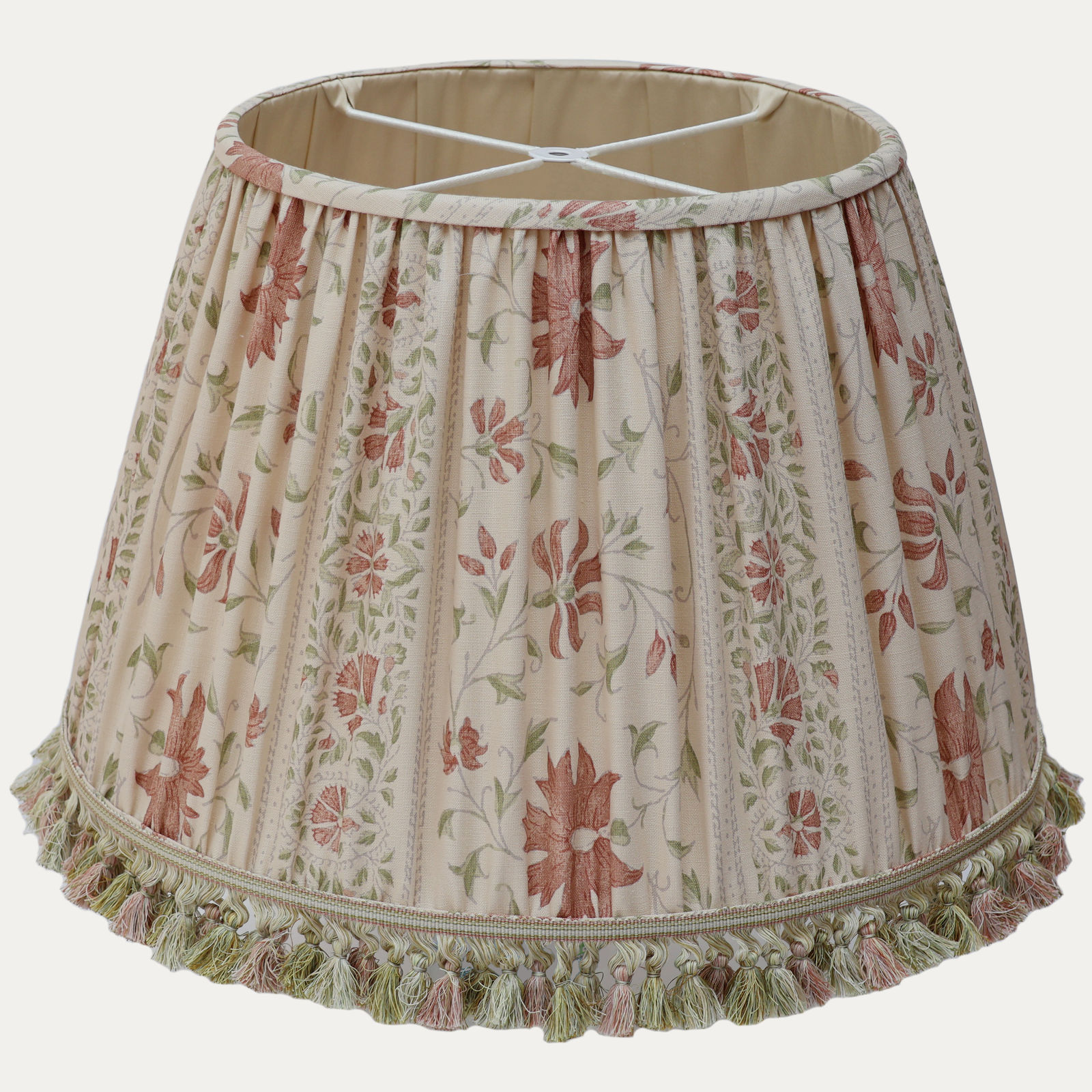 Namay Samay Suri Peach Handsewn Lampshade with Mother of Pearl Trim