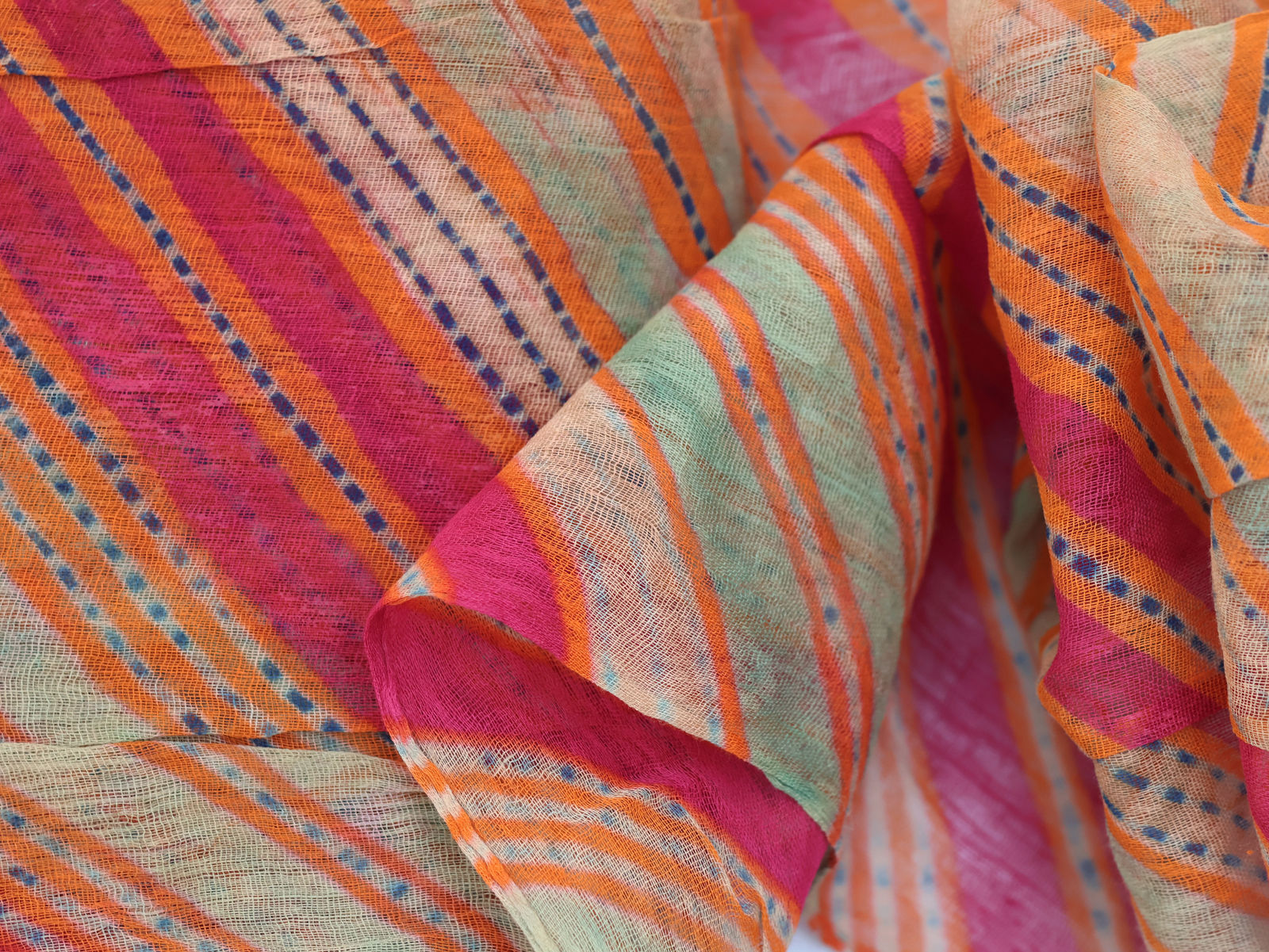 Vintage Rajasthan Leheriya Turban with Handmade Dyed Colours