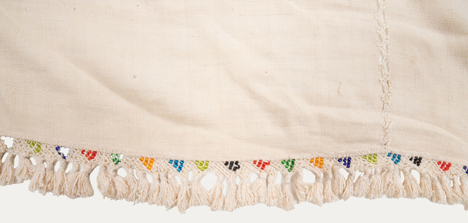 Antique Anatolian Silk Textile with Tassels