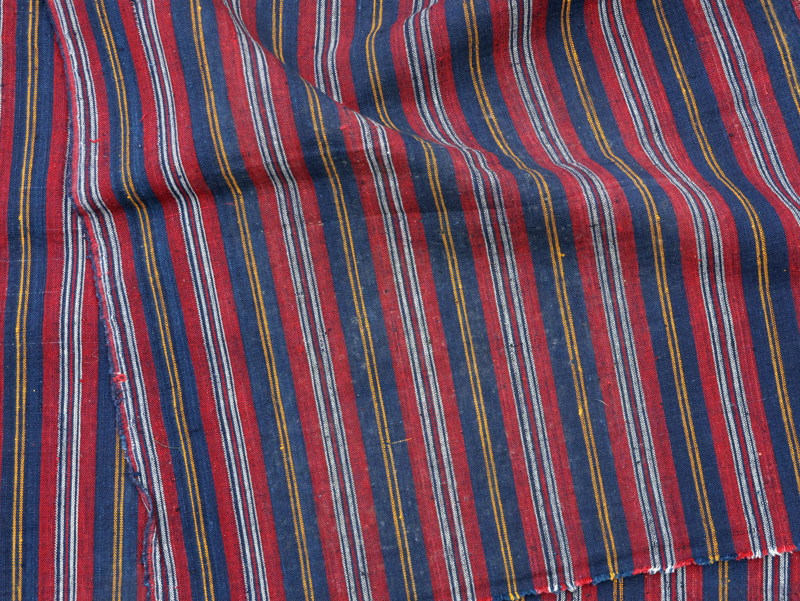 Vintage Turkish Striped Linen Red Yellow and Blue