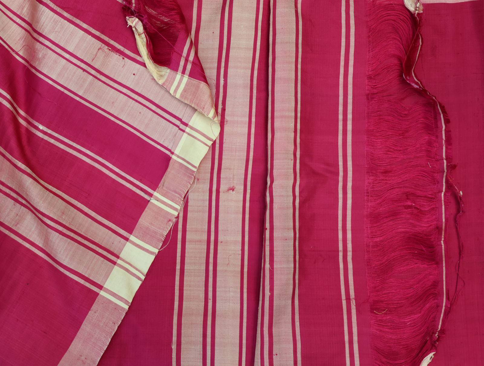 Vintage Magenta Striped Silk Shawl