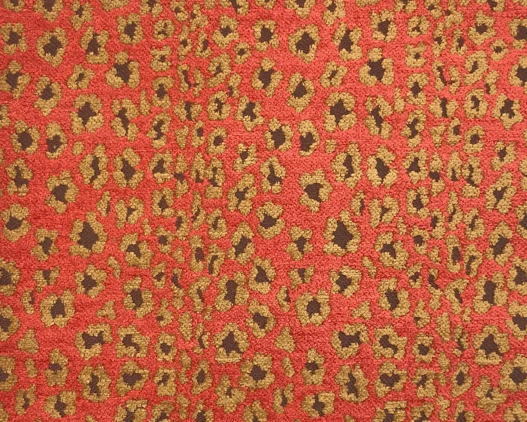 Jane Shelton, Reversible Leopard Chenille Red Gold