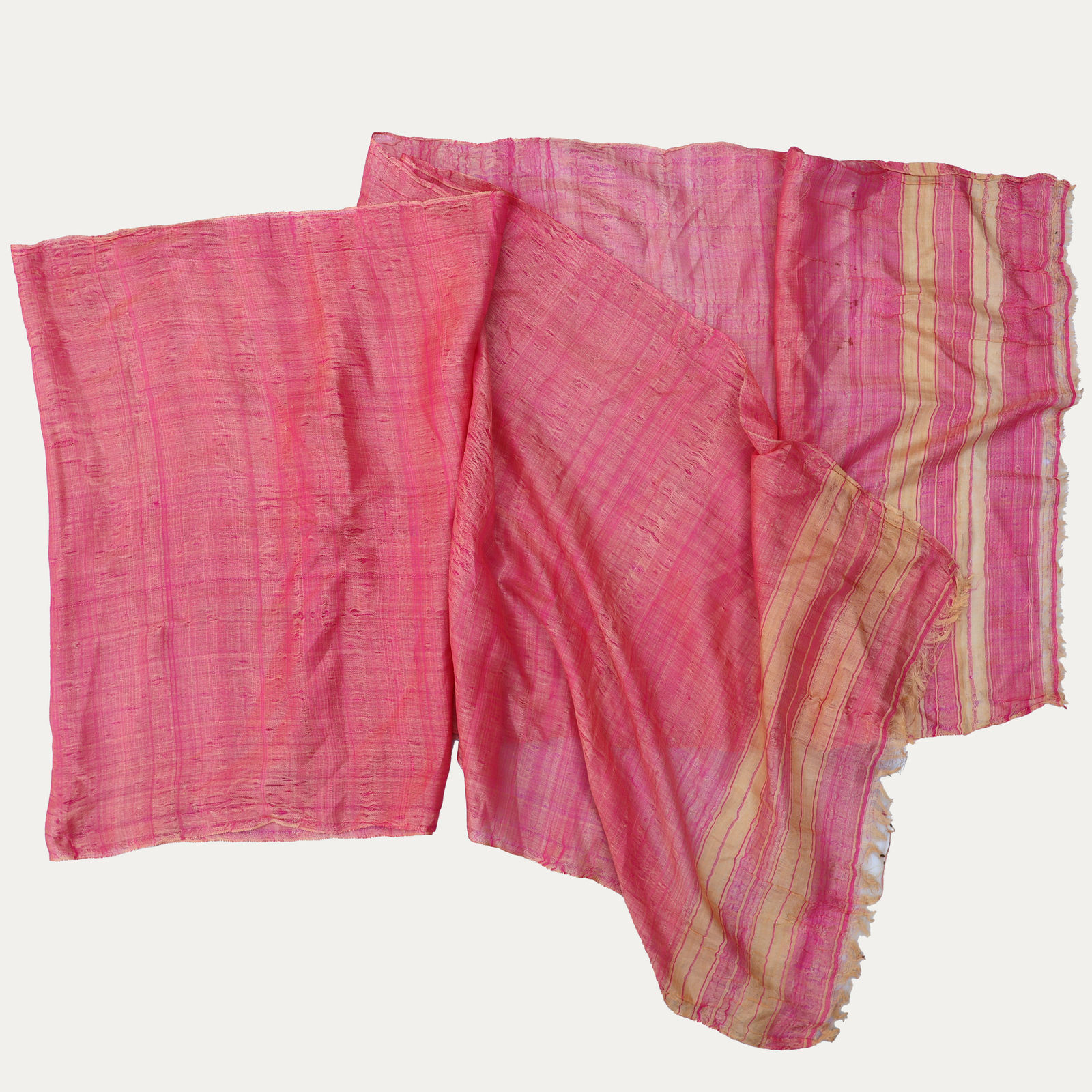 Vintage Uzbek Pink Striped Silk Shawl