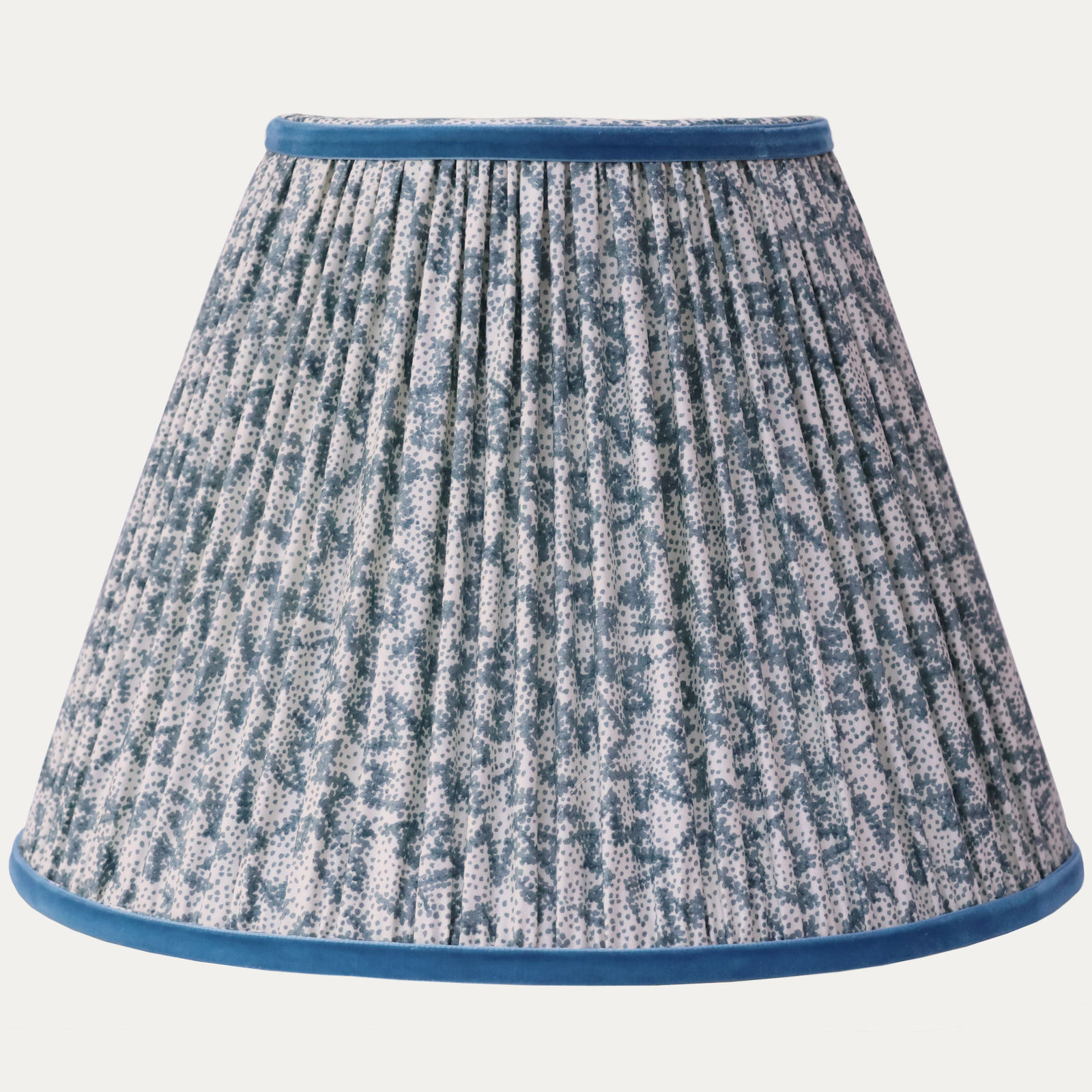 Nathalie Blue Grey Pendant Lampshade with Williamsburg Blue Velvet Trim