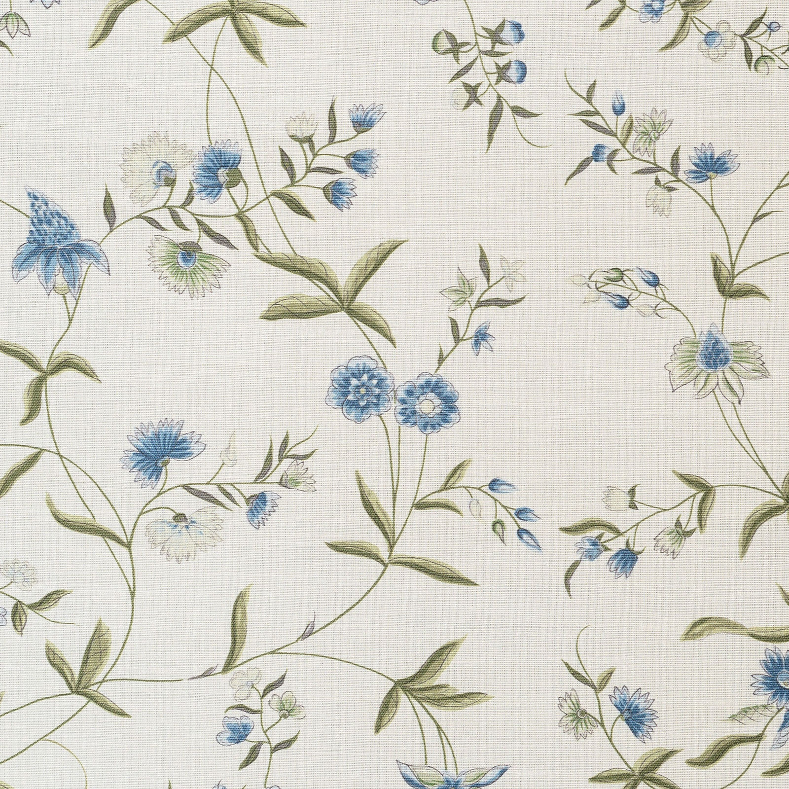 Bennison Chinese Paper Blue Olive on Oyster Linen
