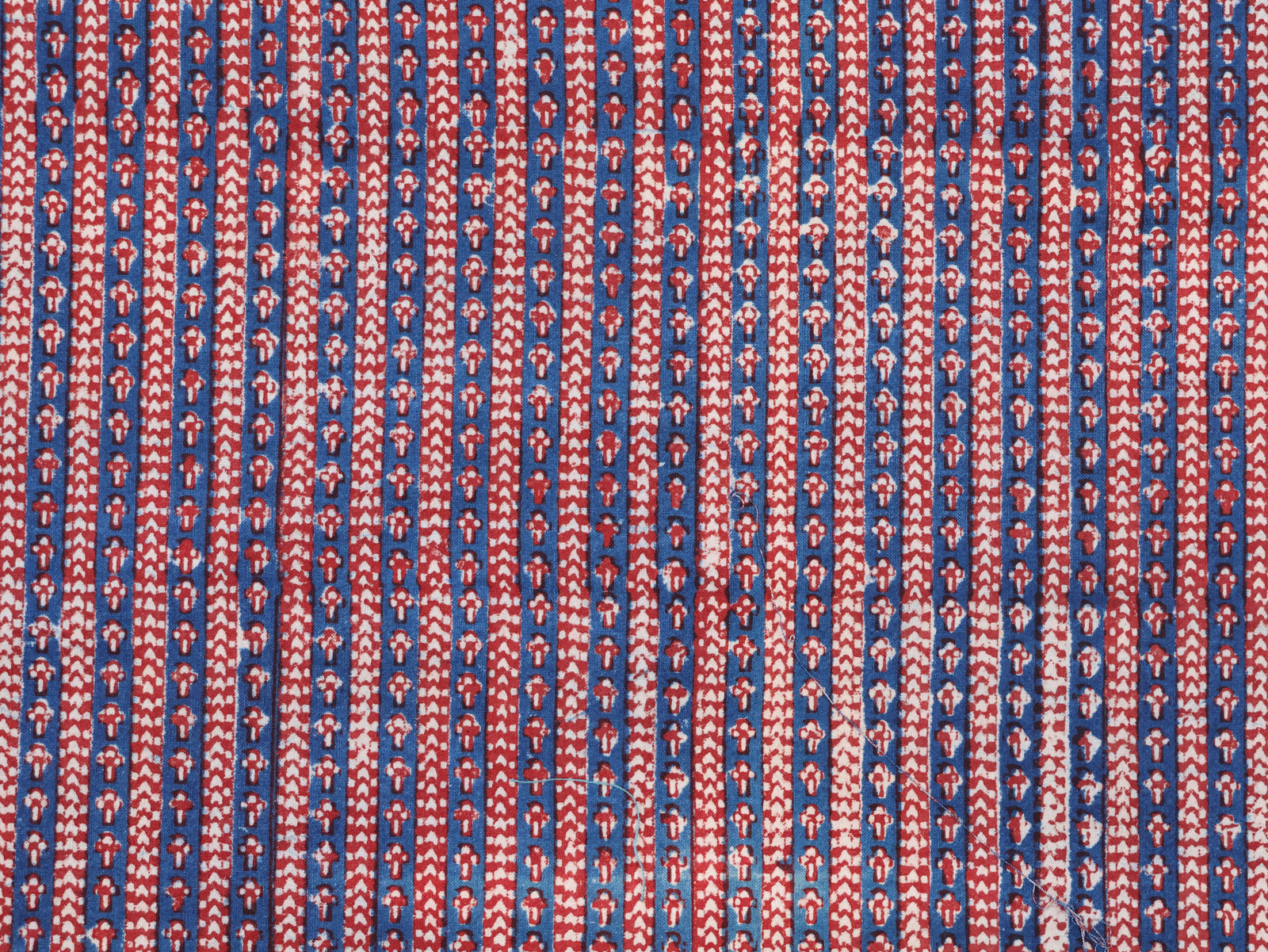 Vintage Indian Block-printed Striped Textile