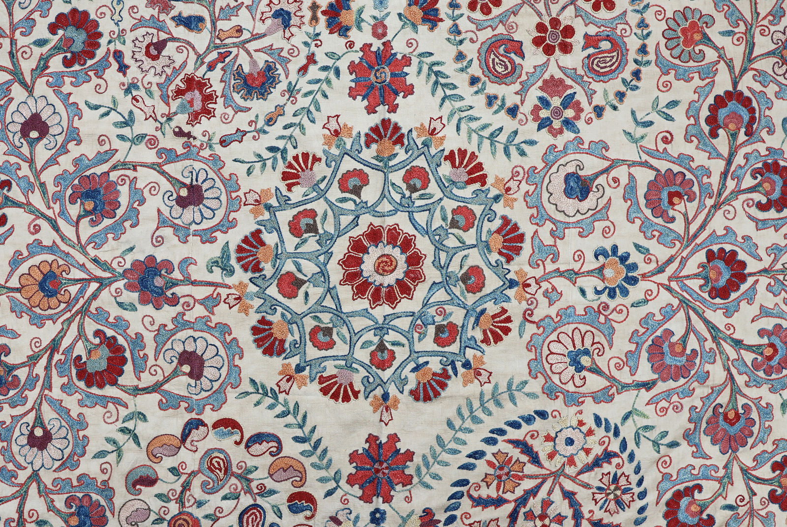 Beautiful Vintage Nurata Hand-embroidered Silk Suzani