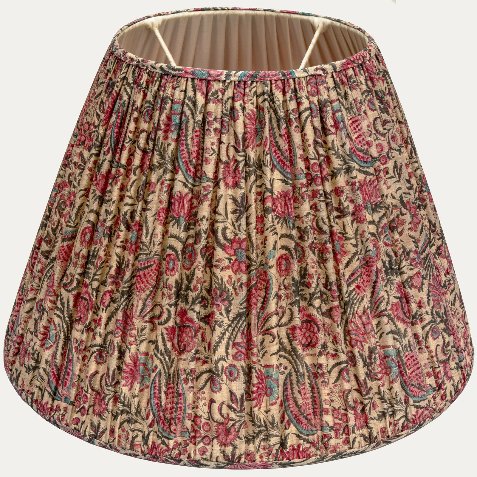 Hand Block Printed Raw Tussah Silk Palampore Lampshade