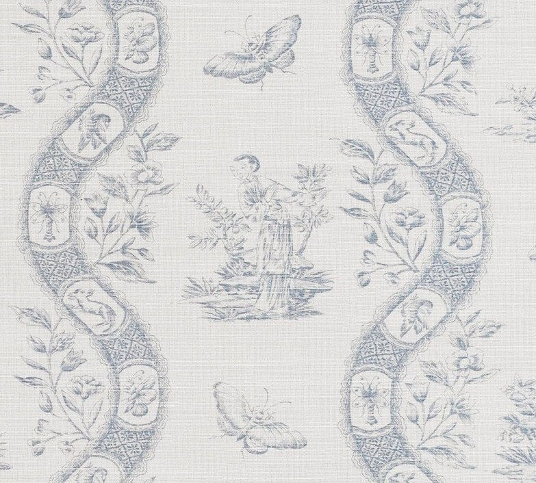 Chinese Toile Pale Blue On Oyster