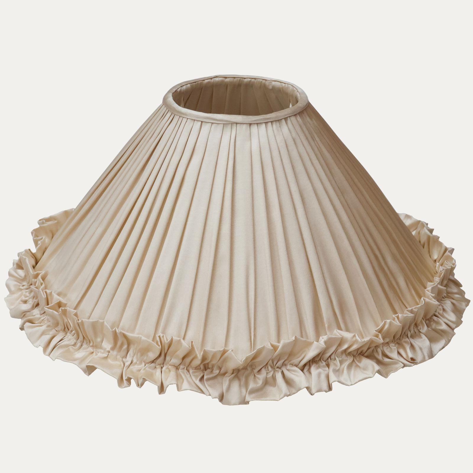 Handsewn Champenoise Silk Lampshade with Ruffled Skirt