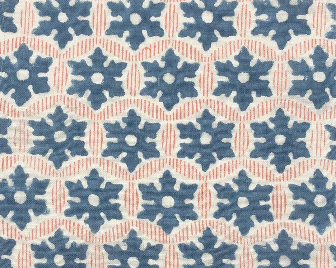 Jane Shelton, Kit Block Print Blue With Red Stripe