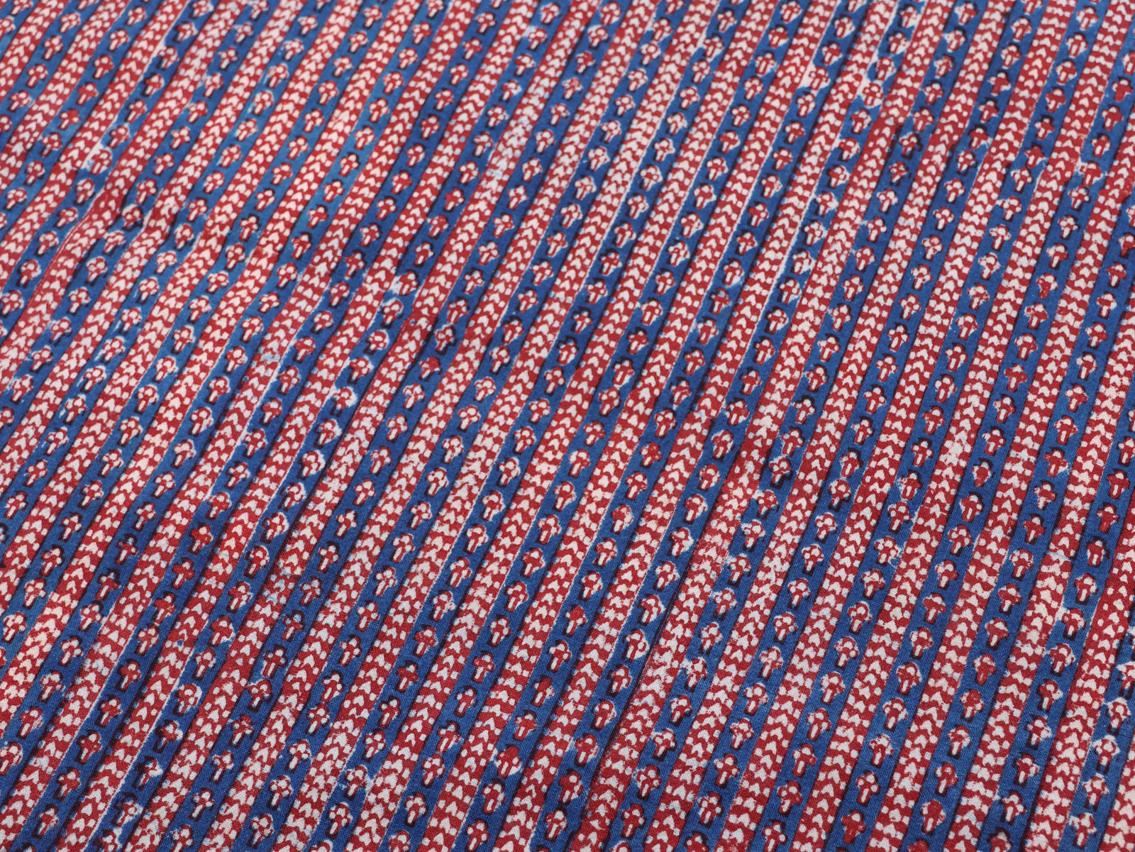 Vintage Indian Block-printed Striped Textile