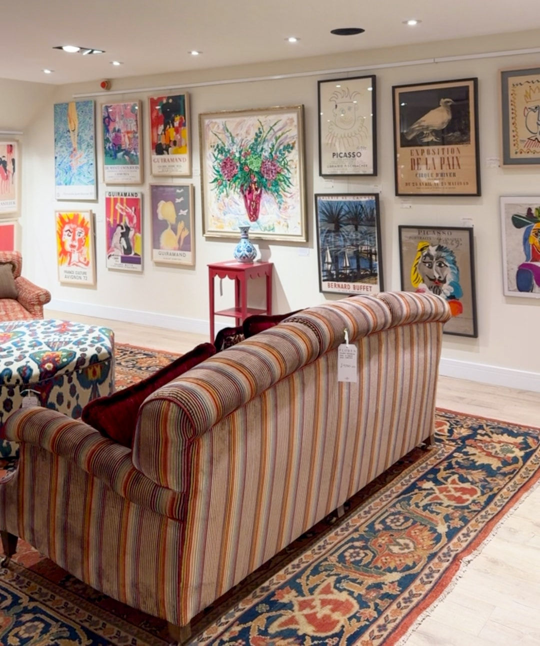 Howard & Sons Burlington 3-Seater Sofa Covered in Pierre Frey Stella Giardino Striped Velvet