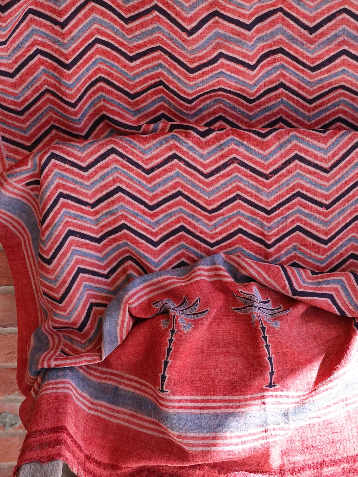 Indigo Dyed Matka Silk Chevron Patterned Shawl