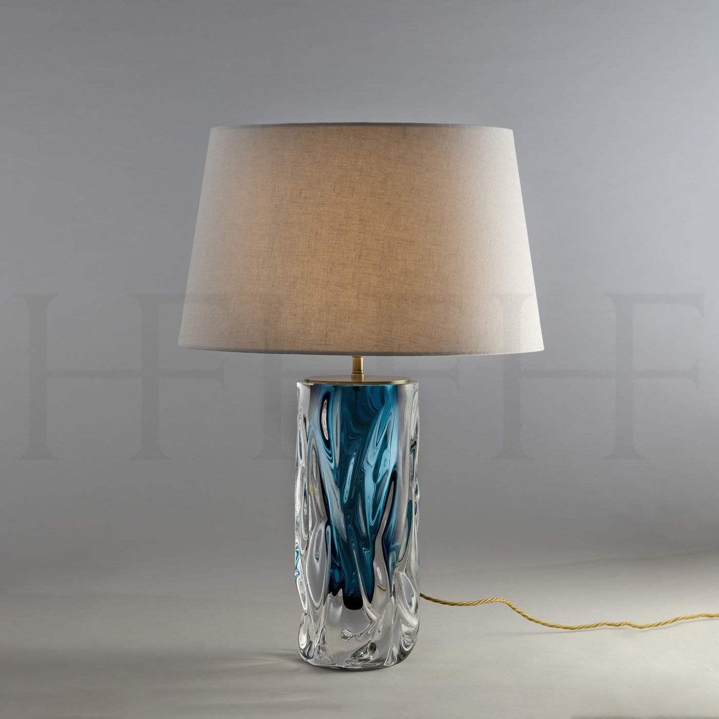 Hector Finch, Umberto Table Lamp Blu Avio Antique Brass
