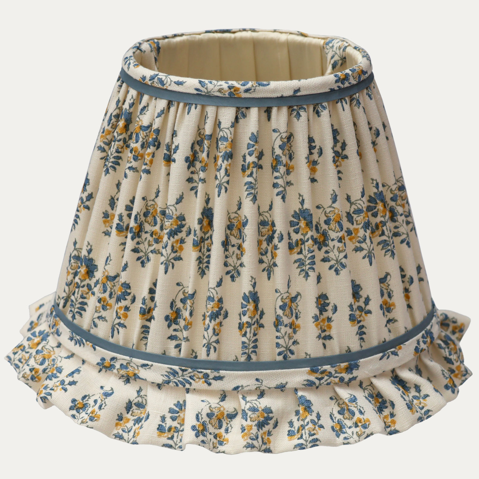10in/25cm Namay Samay Gisi Cornflower Lampshade with Inset Filet and Skirt