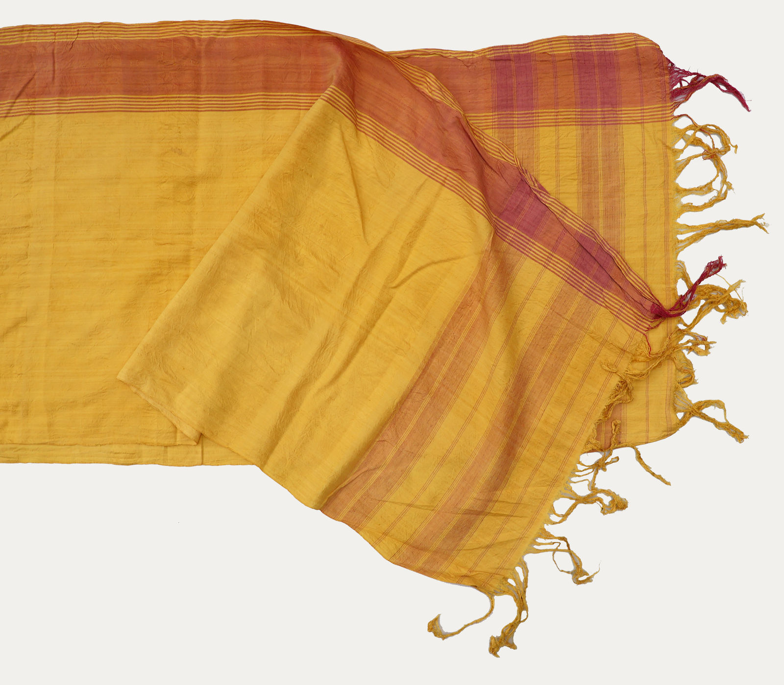 Uzbek Yellow Striped Silk Shawl