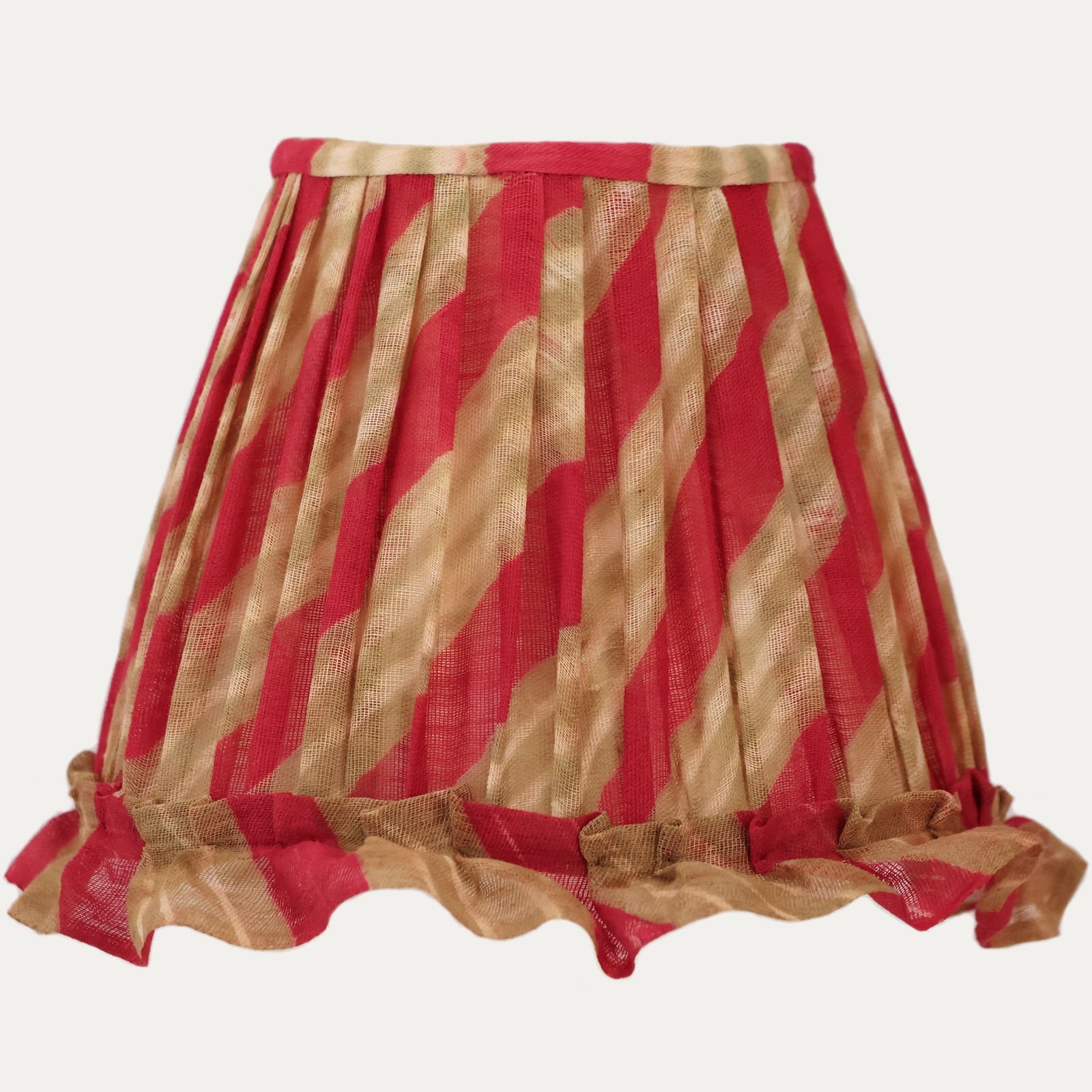 Vintage Leheriya Turban Handsewn Lampshade with Skirt