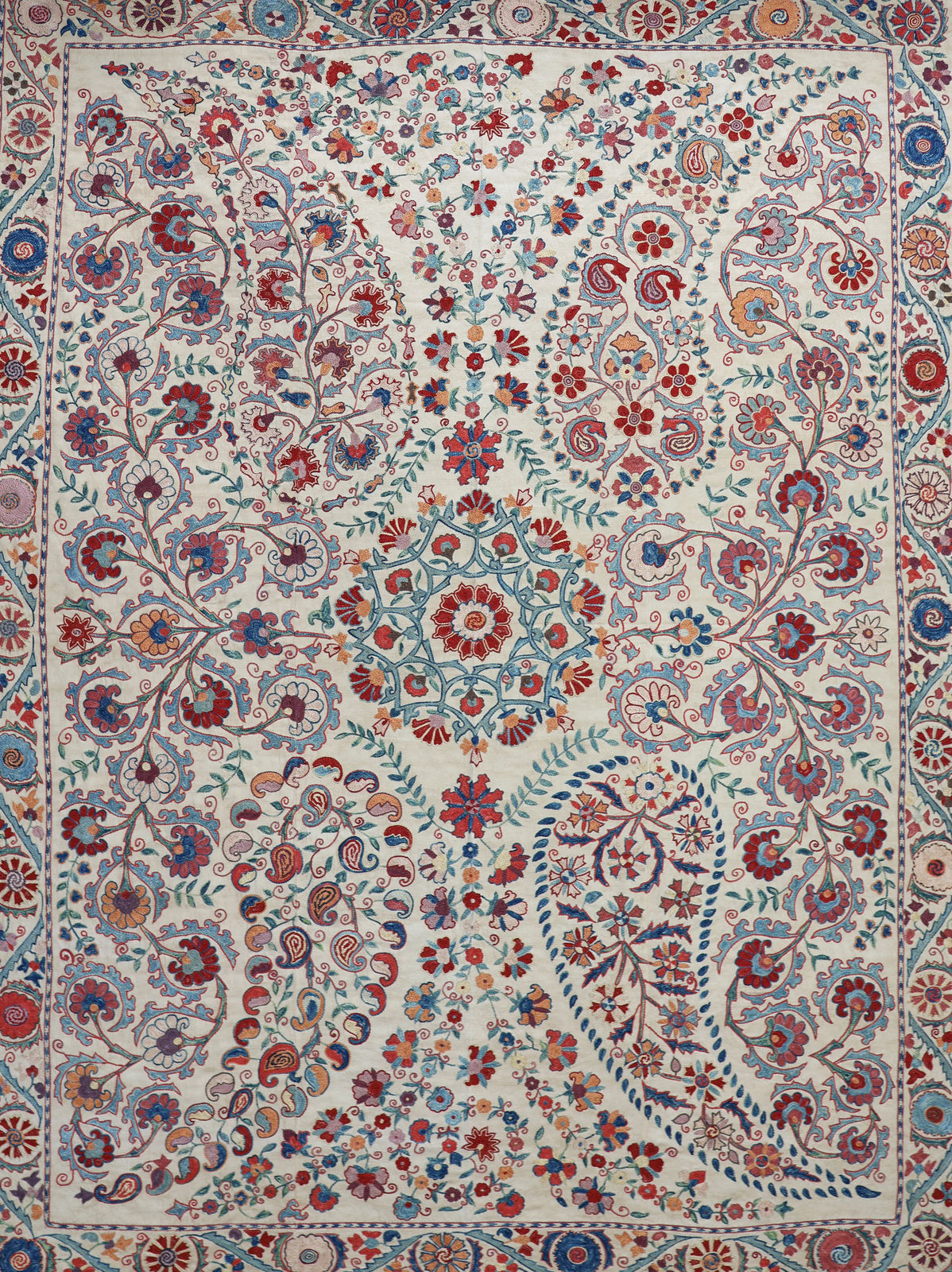 Beautiful Vintage Nurata Hand-embroidered Silk Suzani