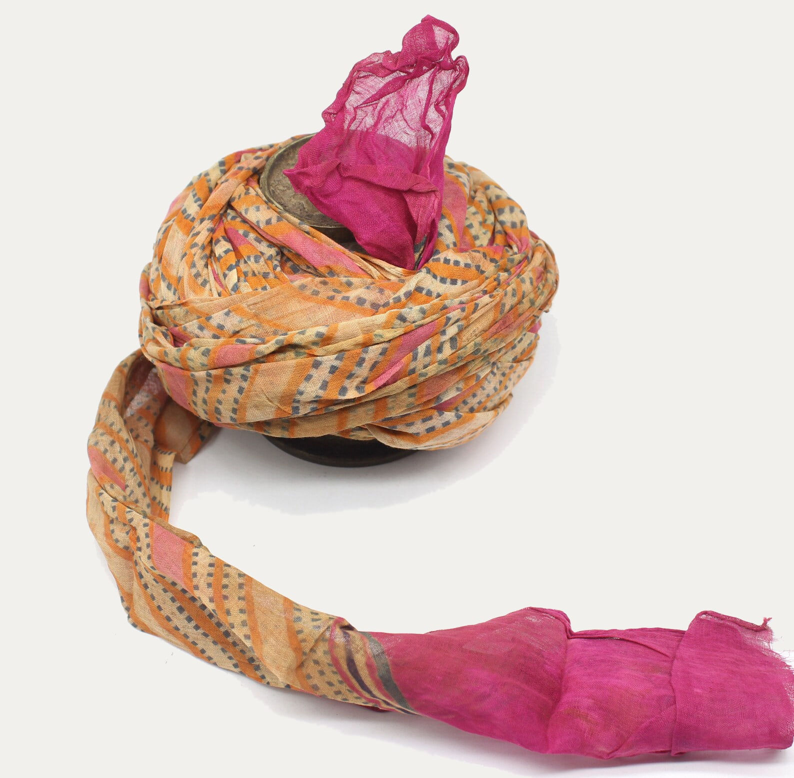 Vintage Rajasthan Leheriya Turban with Handmade Dyed Colours